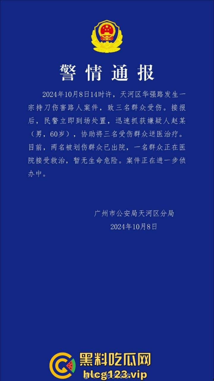 广州天河60岁老头维权无果报复社会 大街上随机收割人头 三人被砍伤-1