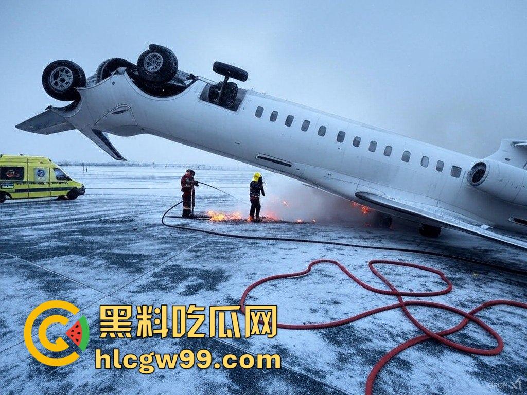 美国飞机又又又出事了！明尼苏达州飞往多伦多皮尔逊的飞机机腹朝天降落，堪比电影特效，幸好没人死亡。-14