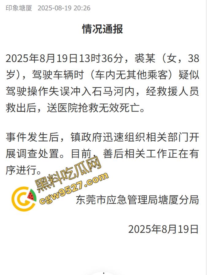 远离女司机！东莞一女司机因操作失误掉河里死亡，监控摄像头全程记录，这操作真牛！-1