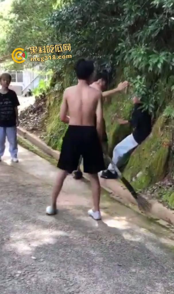 精神小伙霸凌俩小黄毛，拳打脚踢惨不忍睹，十米的大棍子直接爆头，黄毛倒地直接痉挛！-3