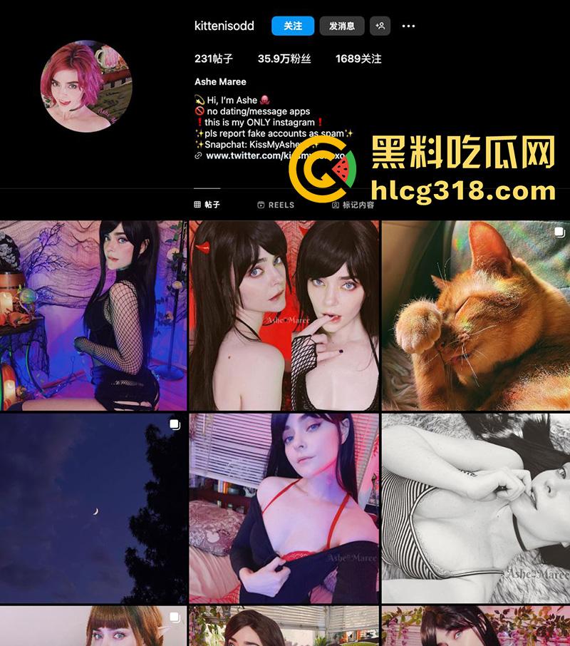 哈利伯特女主竟下海了?IG女网红【kittenisodd】,因外貌神似妙丽格兰杰走红,激情自慰片流出!-1